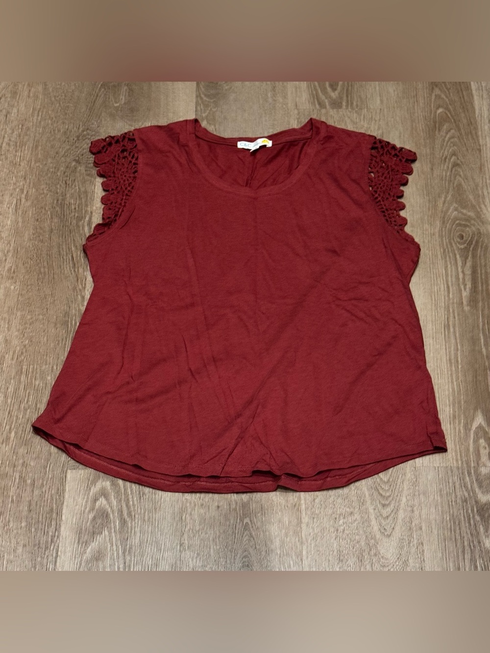 C&C California Burgundy Crochet-Cap Sleeve Tank